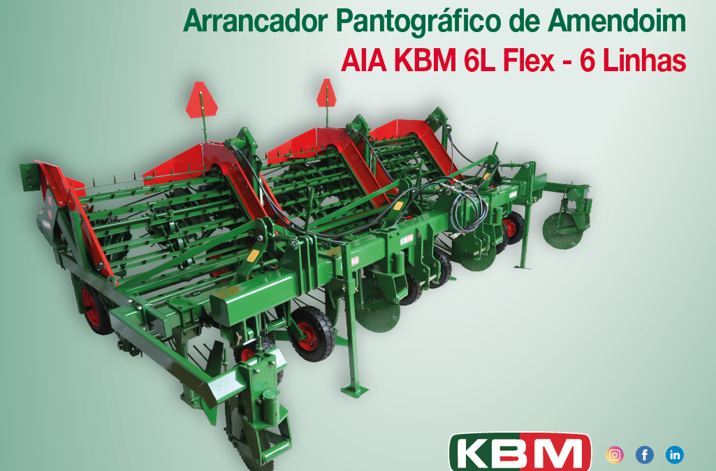 Arrancador Pantográfico de Amendoim – AIA KBM 6L Flex – 6 linhas